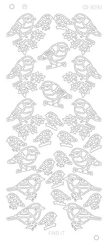 Platin-Sticker (Spiegelglanz) - Vgel - silber - 3090