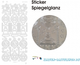 Platin-Sticker (Spiegelglanz) - Baumschmuck - silber - 3095