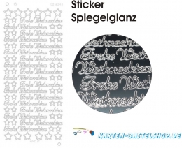 Platin-Sticker (Spiegelglanz) - Frohe Weihnachten - silber - 3043