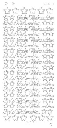 Platin-Sticker (Spiegelglanz) - Frohe Weihnachten - silber - 3043