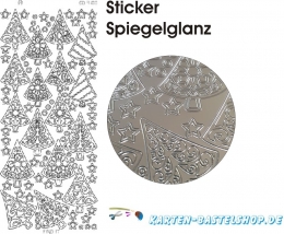 Platin-Sticker (Spiegelglanz) - Tannenbume - silber - 3100