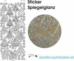 Platin-Sticker (Spiegelglanz) - Tannenbume - gold - 3100
