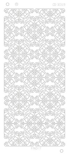 Platin-Sticker (Spiegelglanz) - Blumenecken - silber - 3069