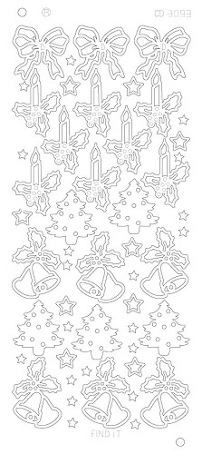 Platin-Sticker (Spiegelglanz) - Weihnachtliche Motive - silber - 3093
