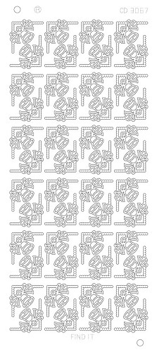 Platin-Sticker (Spiegelglanz) - Ecken Glocken - silber - 3067