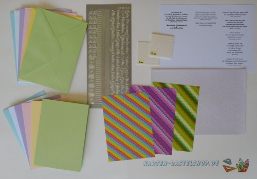 Das kleine Bastelset Zeitlos schne Gre mit Stanzbgen fr 6 Karten (KLS07)