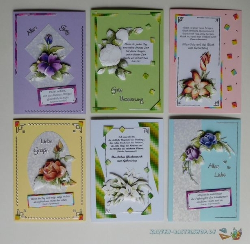 Das kleine Bastelset Zeitlos schne Gre mit Stanzbgen fr 6 Karten (KLS07)