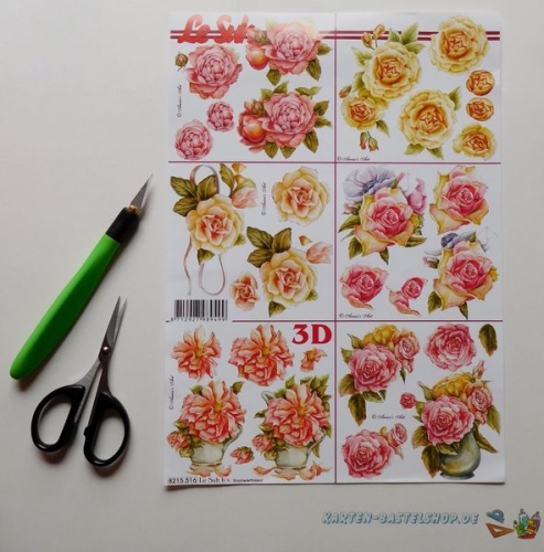 Das kleine Bastelset Rosen fr 6 Karten (KLS01)