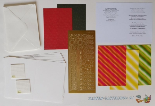 Das kleine Bastelset Weihnachtskarten mit Stanzbgen fr 6 Karten (KLS11)