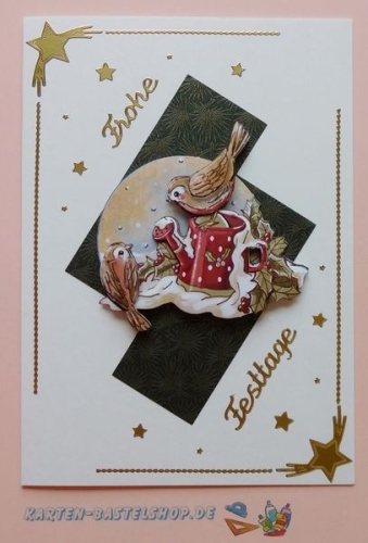 Das kleine Bastelset Weihnachtskarten mit Stanzbgen fr 6 Karten (KLS11)