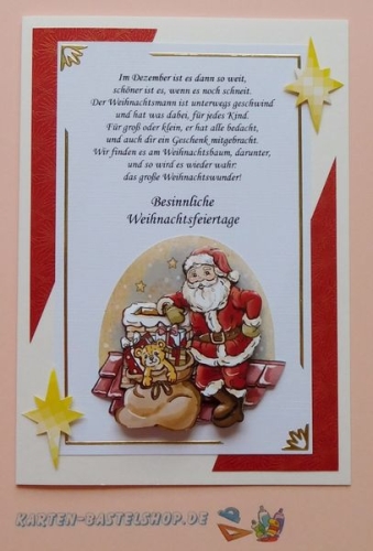 Das kleine Bastelset Weihnachtskarten mit Stanzbgen fr 6 Karten (KLS11)