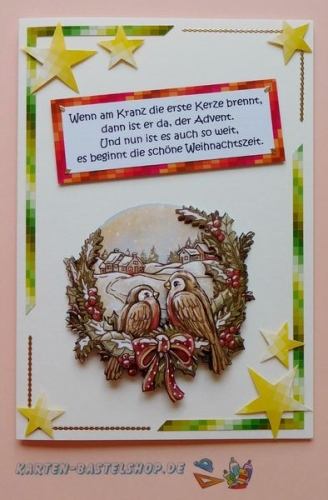 Das kleine Bastelset Weihnachtskarten mit Stanzbgen fr 6 Karten (KLS11)