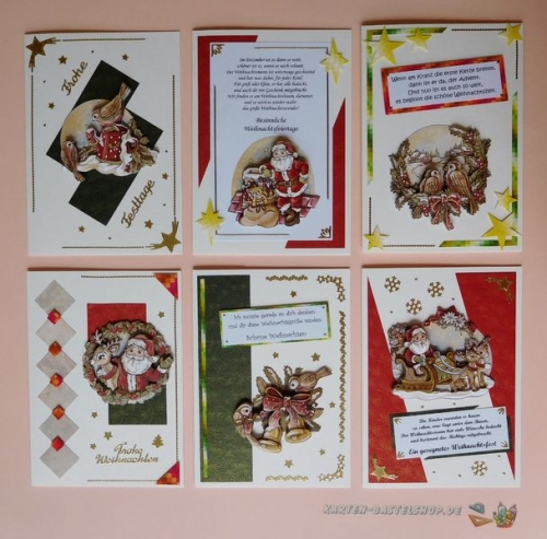 Das kleine Bastelset Weihnachtskarten mit Stanzbgen fr 6 Karten (KLS11)