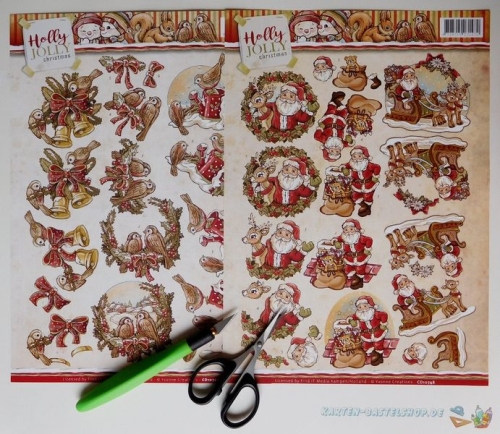 Das kleine Bastelset Weihnachtskarten mit Schneidebgen fr 6 Karten (KLS10)