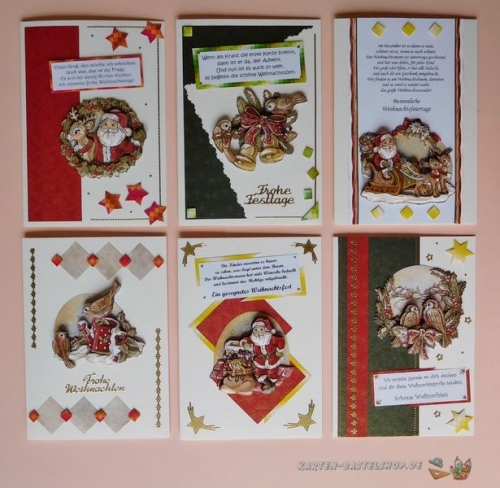 Das kleine Bastelset Weihnachtskarten mit Schneidebgen fr 6 Karten (KLS10)