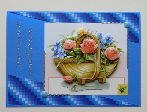 10x Bastelkarton A6 Karo-Line Dunkelblau (KBS005) Mini-Set