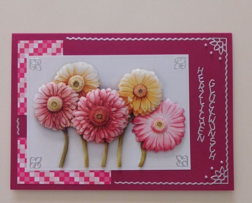 10x Bastelkarton A6 Karo-Line Pink (KBS008) Mini-Set