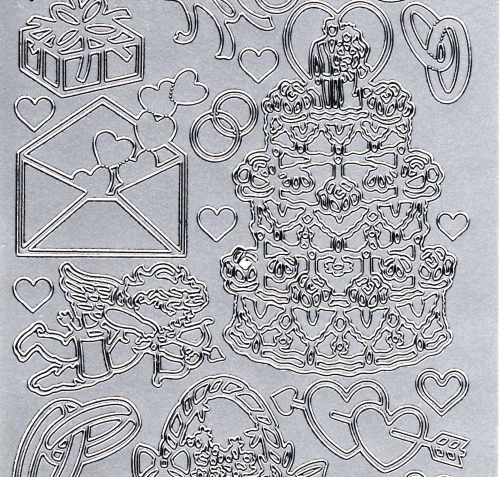 Sticker - Hochzeitsmotive - silber - 802