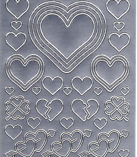 Sticker - Herzen 3 - silber - 801
