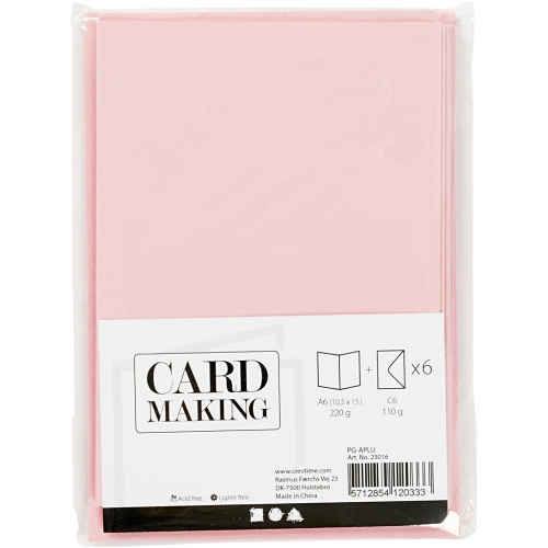 1 Doppelkarte A6 + 1 Umschlag C6 - rosa (Card Making)