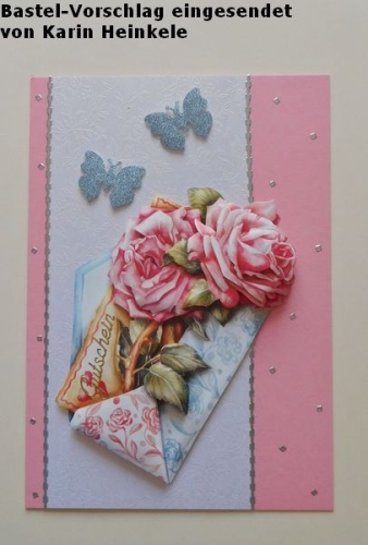 1 Doppelkarte A6 + 1 Umschlag C6 - rosa (Card Making)