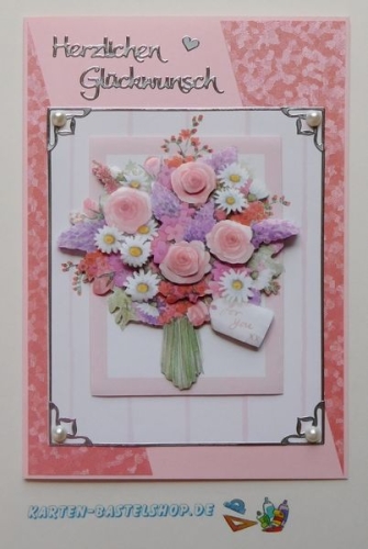 1 Doppelkarte A6 + 1 Umschlag C6 - rosa (Card Making)