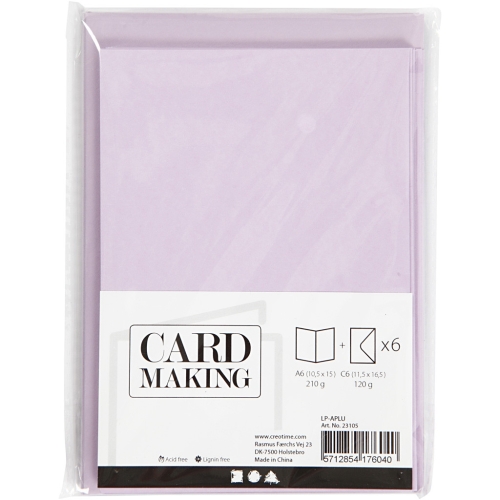 1 Doppelkarte A6 + 1 Umschlag C6 - helllila (Card Making)