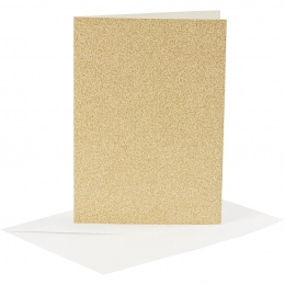 Doppelkarten-Set - Glitter - gold - 4 Karten A6 & 4 Umschlge C6 (Card Making)
