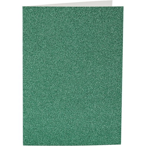 Doppelkarten-Set - Glitter - grn - 4 Karten A6 & 4 Umschlge C6 (Card Making)