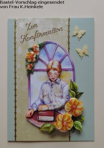 1 Doppelkarte A6 + 1 Umschlag C6 - Perlmutt - hellgrn (Card Making)