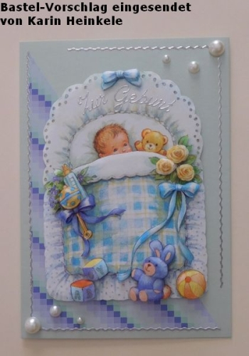 1 Doppelkarte A6 + 1 Umschlag C6 - Perlmutt - hellgrn (Card Making)