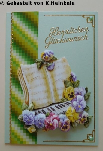 1 Doppelkarte A6 + 1 Umschlag C6 - Perlmutt - hellgrn (Card Making)
