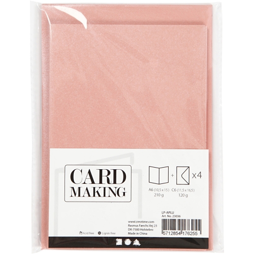 1 Doppelkarte A6 + 1 Umschlag C6 - Perlmutt - rosa (Card Making)