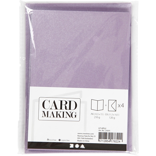 1 Doppelkarte A6 + 1 Umschlag C6 - Perlmutt - lila (Card Making)