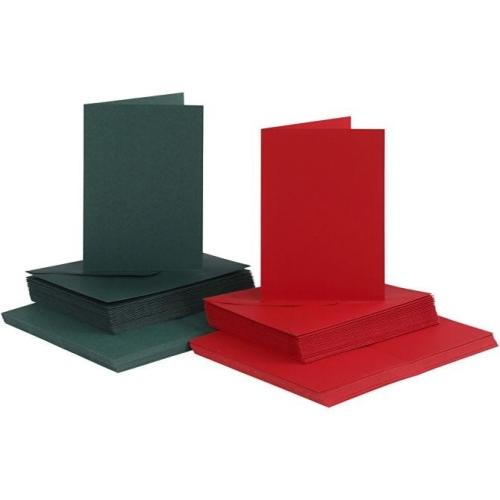 50 Doppelkarten A6 + 50 Umschlge im Set - grn-rot (Card Making)