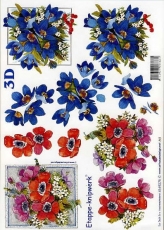 3D-Bogen Rote und blaue Blumen von LeSuh (4169275)