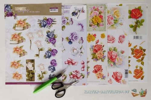 Bastelset Nr.9 Rosen fr 12 Karten (mit Ideen-Blatt)