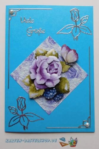 Bastelset Nr.9 Rosen fr 12 Karten (mit Ideen-Blatt)