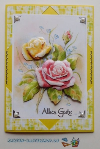 Bastelset Nr.9 Rosen fr 12 Karten (mit Ideen-Blatt)