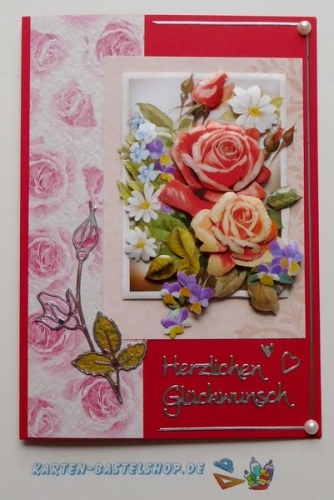 Bastelset Nr.9 Rosen fr 12 Karten (mit Ideen-Blatt)