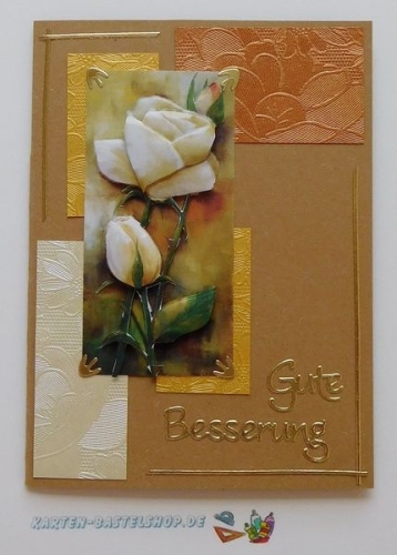 5x Mini-Karte A7 - karamell - mit Umschlag