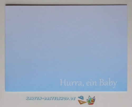5x Doppelkarten Hurra ein Baby hellblau + Umschlge