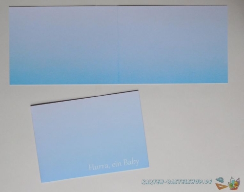 5x Doppelkarten Hurra ein Baby hellblau + Umschlge