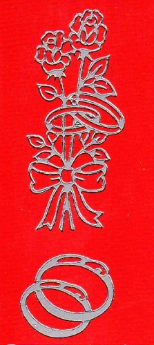 Sticker - Ringe, Herzen & Rosen - silber - 803