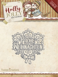 Stanz-Schablone - Holly Jolly - Frohe Weihnachten - Yvonne Creations