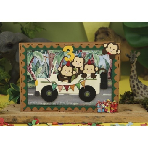 Stanz-Schablone - Jungle Party - Affe - Yvonne Creations (10 Teile)