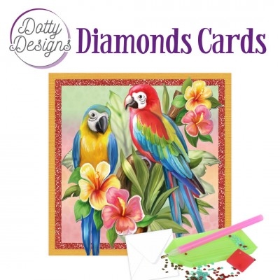 Diamond Card - Papageien - quadratisch