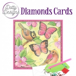 Diamond Card - Rosa Schmetterlinge - quadratisch