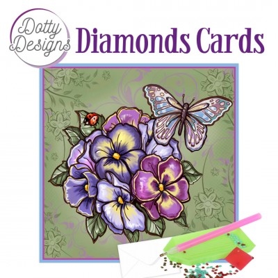 Diamond Card - Lila Blumen - quadratisch