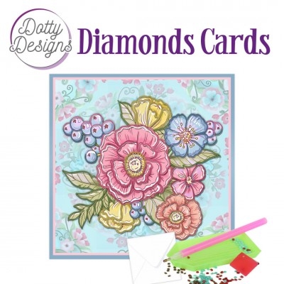 Diamond Card - Pastell-Blumen - quadratisch